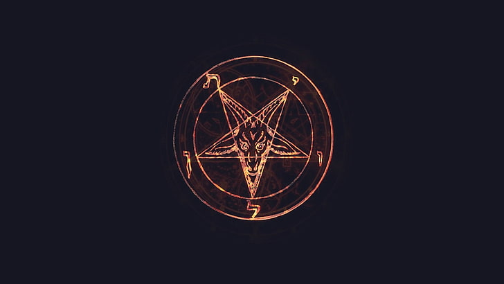 brown star wallpaper, glow, Satan, Lucifer, Pentagram, HD wallpaper
