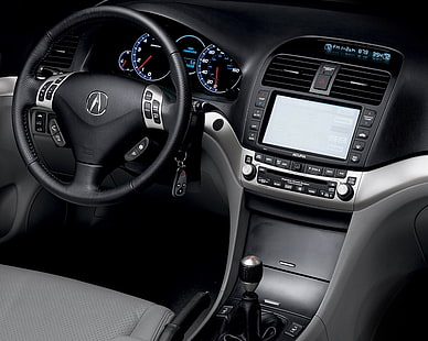 black Acura interior, acura, tsx, salon, interior, steering wheel, speedometer, HD wallpaper HD wallpaper