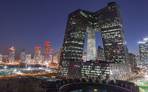 CCTV building Beijing China-Cities HD Wallpaper, szary wieżowiec, Tapety HD HD wallpaper