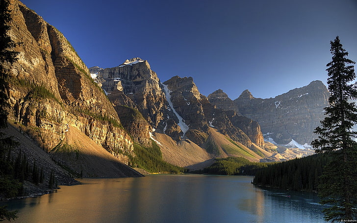 Banff Moraine Lake Sonnenuntergang-Windows 10 HD Wallpaper, Blue River, HD-Hintergrundbild