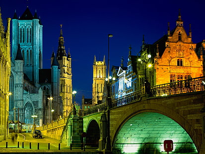 Abend in Gent Belgien, Abend, Gent, Belgien, HD-Hintergrundbild HD wallpaper