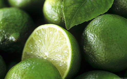 зелен лимон, макро, плодове, лайм, HD тапет HD wallpaper