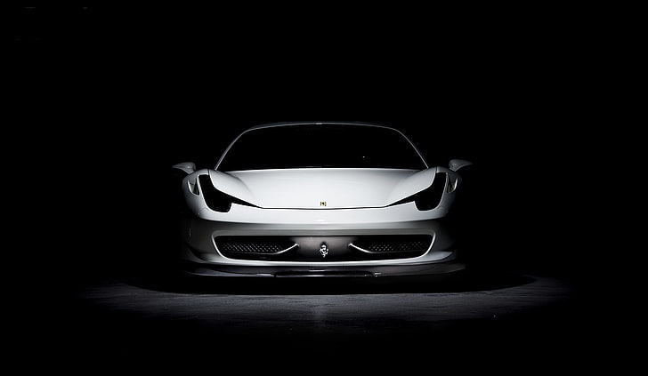 bianco, Ferrari, Italia, anteriore, 458 italia, colorato, Sfondo HD