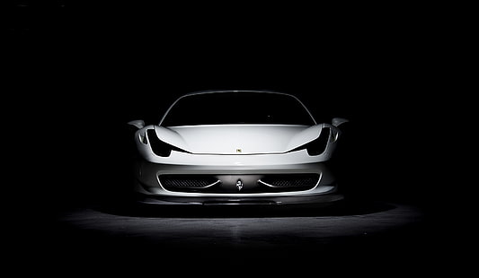 белый, Ferrari, Италия, передок, 458 италия, тонировка, HD обои HD wallpaper