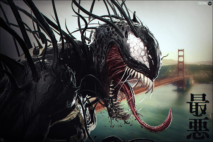 grafika, Venom, Spider-Man, Tapety HD