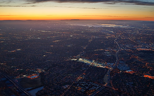 USA, San Francisco, aerial view, California, Silicon Valley, sunset, San Jose, technology, HD wallpaper HD wallpaper