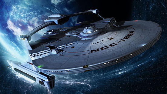 tapeta cyfrowa ze statkiem kosmicznym, Star Trek, grafika, Tapety HD HD wallpaper