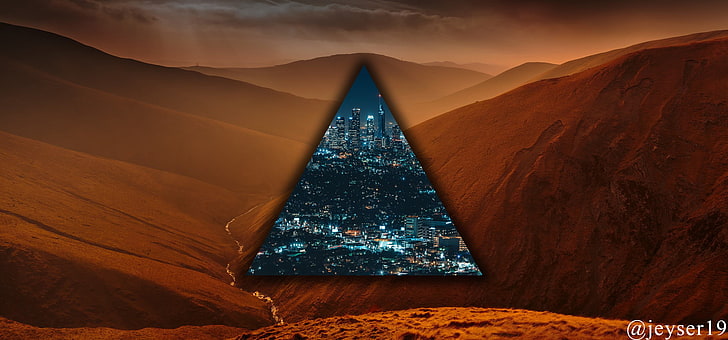 pyramide clipart, triangle, art numérique, dessert, paysage urbain, Fond d'écran HD