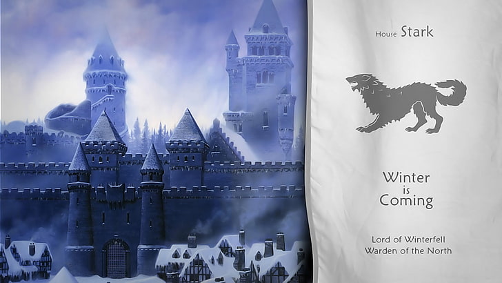 Poster Stark Winter Is Coming, Game of Thrones, castello, Winterfell, House Stark, Sfondo HD