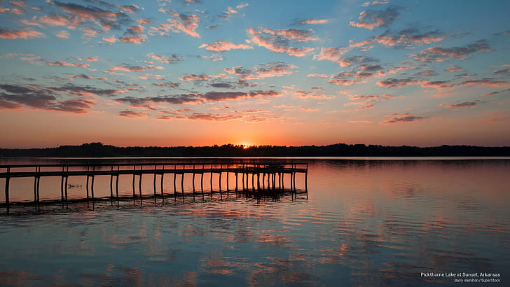 Pickthorne Lake at Sunset, Arkansas, Sunrises/Sunsets, HD wallpaper