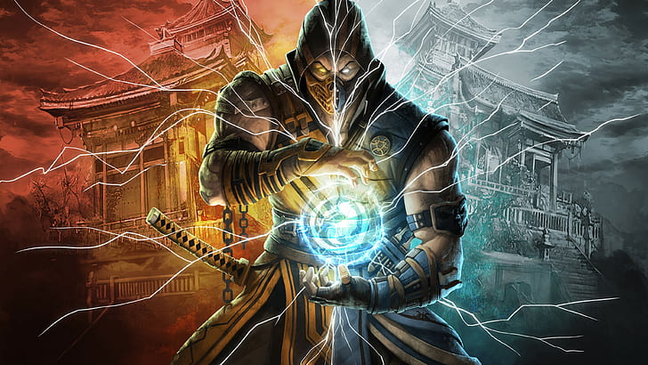 Mortal Kombat 11, escorpión, Sub Zero, Sub-Zero, ilustraciones, Fondo de pantalla HD