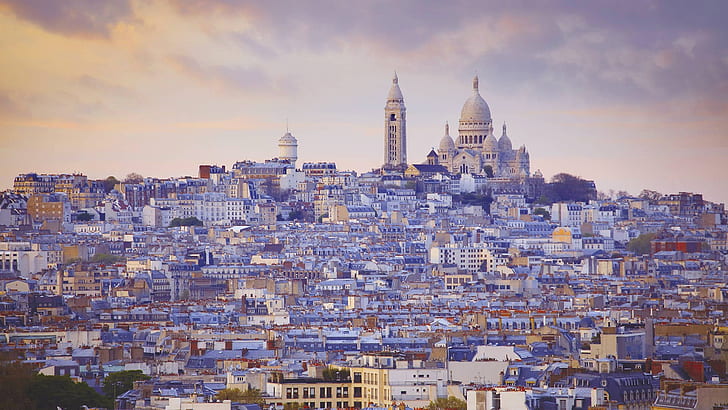 Fransa, Paris, panorama, Montmartre, sacré-Coeur, HD masaüstü duvar kağıdı