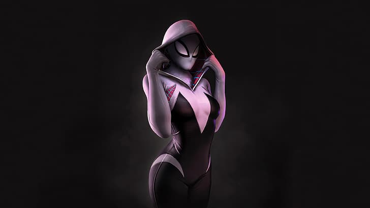 Spider Gwen, произведения на изкуството, 4K, ArtStation, супергерой, супергероини, Гуен Стейси, HD тапет