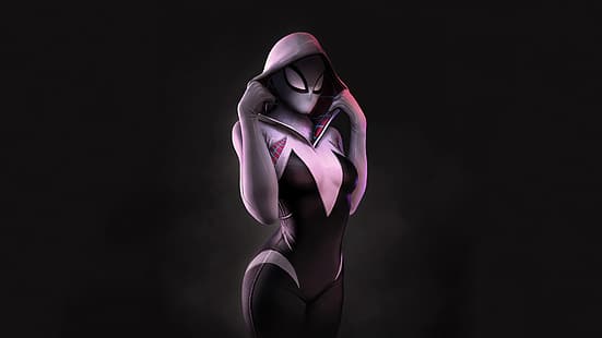 Spider Gwen, 삽화, 4K, ArtStation, 슈퍼 히어로, 슈퍼 히어로, Gwen Stacy, HD 배경 화면 HD wallpaper