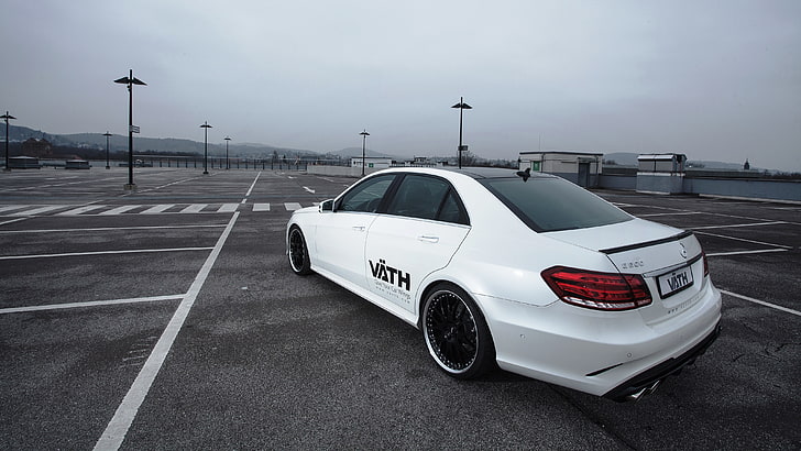 бял седан, Mercedes-Benz, Mercedes, E-Class, VATH, V50, 2015, W212, HD тапет