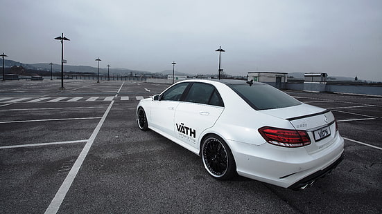 biały sedan, Mercedes-Benz, Mercedes, Klasa E, VATH, V50, 2015, W212, Tapety HD HD wallpaper