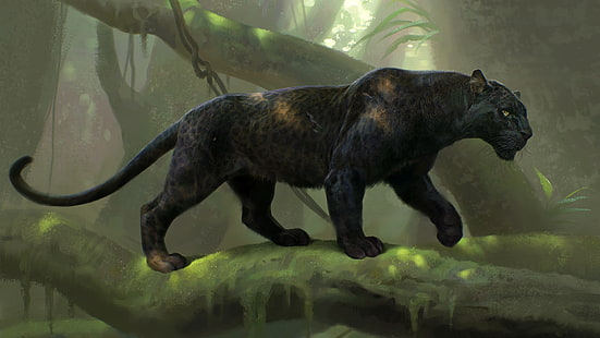 The Jungle Book, The Jungle Book (2016), Animal, Bagheera, Black Panther, Wallpaper HD HD wallpaper