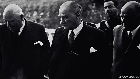 chaqueta de traje negro para hombre, Mustafa Kemal Atatürk, monocromo, Fondo de pantalla HD HD wallpaper