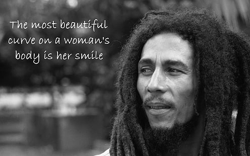 Bob Marley mit Textüberlagerung, Bob Marley, Zitat, Monochrom, Dreadlocks, Musiker, Reggae, HD-Hintergrundbild HD wallpaper