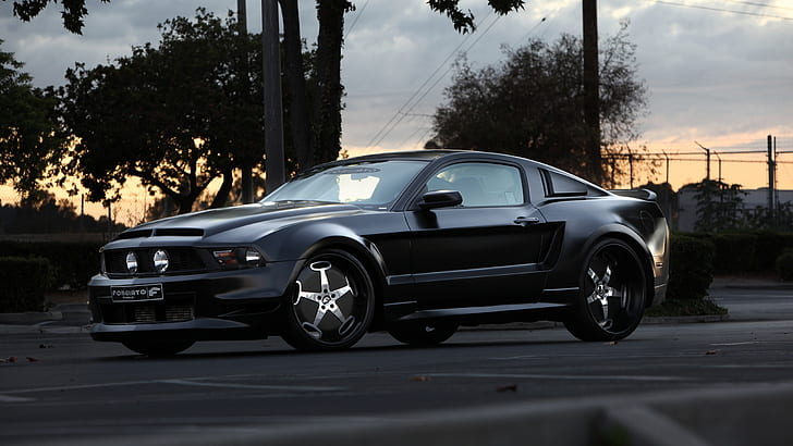 Ford Mustang GT süper araba, siyah ford mustang, Ford, Mustang, GT, Supercar, HD masaüstü duvar kağıdı