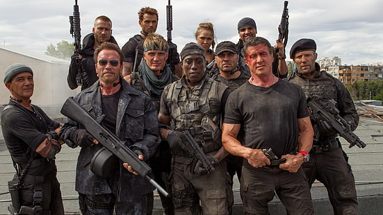 The Expendables, The Expendables 3, Antonio Banderas, Arnold Schwarzenegger, Jason Statham, Sylvester Stallone, Wesley Snipes, Fondo de pantalla HD HD wallpaper