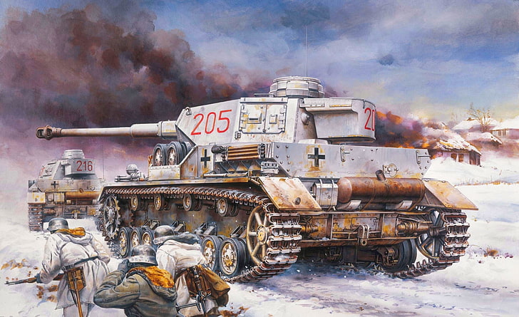 갈색과 회색 탱크 디지털 벽지, 그림, 탱크, 평균, Panzer 4, Pz. Kpfw.IV Ausf.지, HD 배경 화면