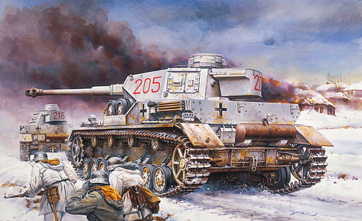갈색과 회색 탱크 디지털 벽지, 그림, 탱크, 평균, Panzer 4, Pz. Kpfw.IV Ausf.지, HD 배경 화면 HD wallpaper