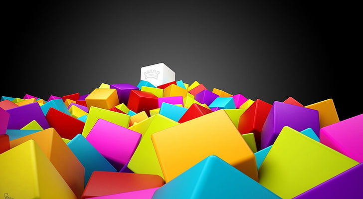3D, многоцветный блок, Artistic, 3D, Colourful, пирамида, HD обои