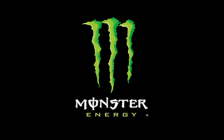  Logotipo de Monster Energy Drink, verde, garra, negro, escritorio, patrocinador, Fondo de pantalla HD