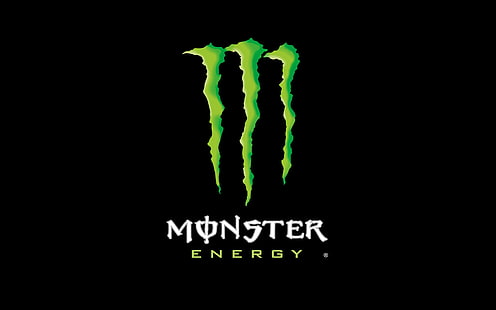 Logo Monster Energy Drink, zielone, pazur, czarne, pulpit, sponsor, Tapety HD HD wallpaper