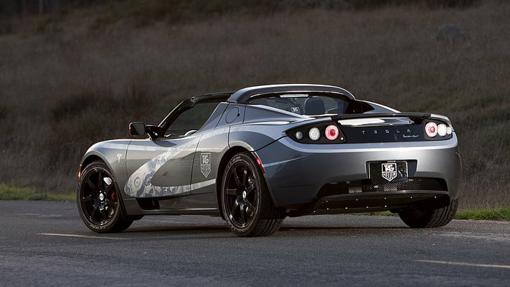 Tesla Motors, Tesla Roadster Sport, bil, elbil, silverbil, liten bil, sportbil, HD tapet