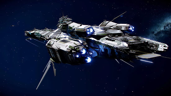 Star Citizen Spaceship Stars HD, иллюстрация белого и черного космического корабля, видеоигры, звезды, звезда, космический корабль, гражданин, HD обои HD wallpaper
