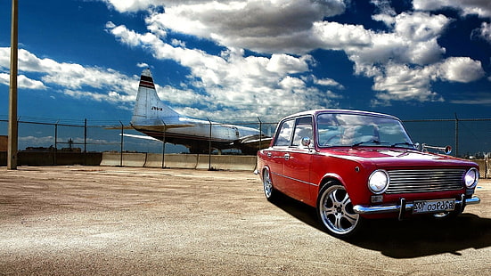 rote Limousine, Auto, altes Auto, russische Autos, LADA, VAZ, Lada 2101, VAZ 2101, HD-Hintergrundbild HD wallpaper
