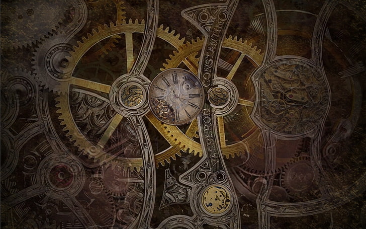 Uhr, Getriebe, mechanisch, Steampunk, Uhr, HD-Hintergrundbild