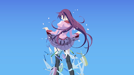 gadis anime, Seri Monogatari, Senjougahara Hitagi, Wallpaper HD HD wallpaper