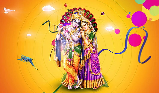 Love Filled Devotion Of Sri Radha An, Radha and Krishna illustration, God, Lord Krishna, love, radha, HD wallpaper HD wallpaper