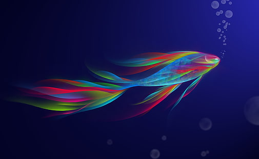 Цветна риба Betta, разноцветни риби, Artistic, Abstract, Fish, Colorful, Betta, HD тапет HD wallpaper