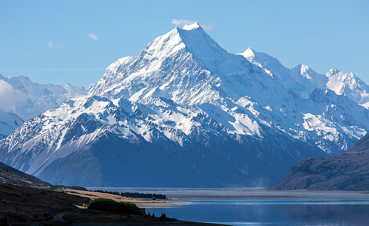 ニュージーランドマウントクックアオラキ国立公園...、雪に覆われた山、オセアニア、ニュージーランド、 HDデスクトップの壁紙