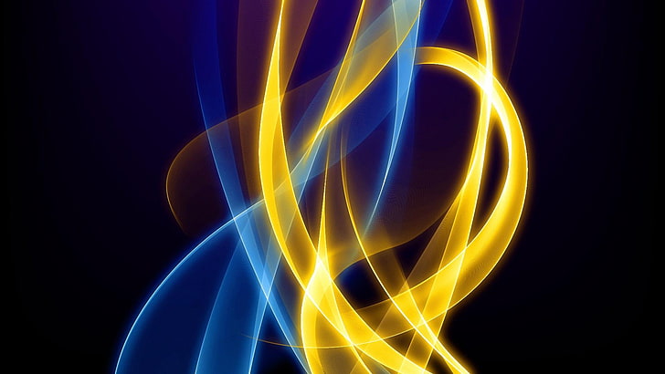 emas, cahaya, pencahayaan, 3d, desain, garis, biru listrik, efek khusus, grafis, Wallpaper HD