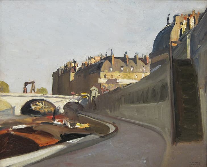 Edward Hopper, 1909, The Dock of the, Grands Augustins, HD papel de parede