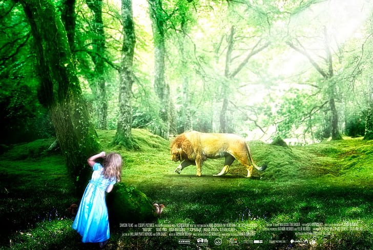 ライオン、子供、森林伐採、 HDデスクトップの壁紙