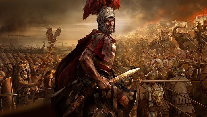 Rzym, centurion, starożytny Rzym, wojownik, wojna, miecz, włócznia, Tapety HD