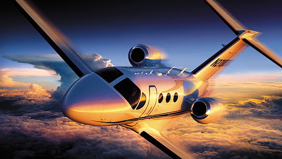 grå privatplan, himlen, höjd, flyg, planet, Cessna Citation 4, HD tapet HD wallpaper