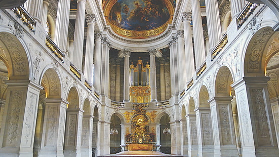 Шато дьо Версай, дворец, злато, мрамор, стенописи, HD тапет HD wallpaper