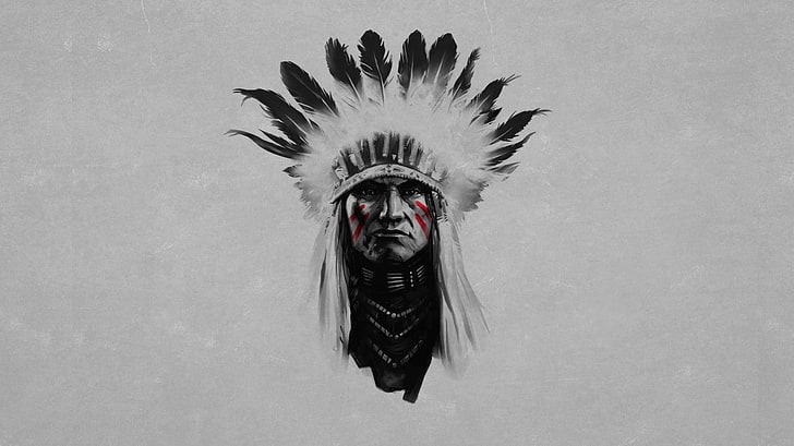 Ureinwohner-Tapete, Ureinwohner, Kopfschmuck, einfacher Hintergrund, HD-Hintergrundbild