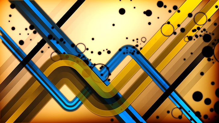 blue and yellow abstract wallpaper, abstract, pipes, HD wallpaper