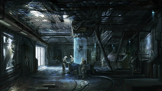 laboratorietapet, fantasikonst, utomjordingar, HD tapet HD wallpaper