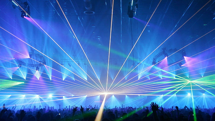 Spettacolo laser, lotto di luce laser, musica, 1920x1080, luce, laser, spettacolo, Sfondo HD