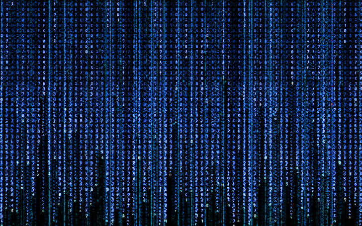 blue, code, matrix, HD wallpaper