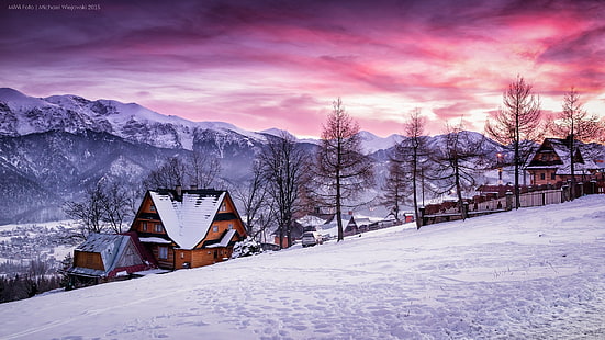 الشتاء ، الثلج ، المنزل ، بولندا ، زاكوباني، خلفية HD HD wallpaper
